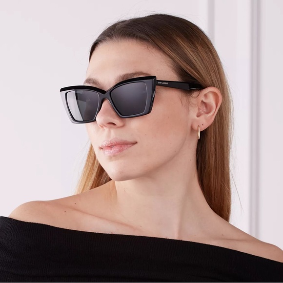 NEW SAINT LAURENT SL657 001 CAT EYE SUNGLASSES SAINT LAURENT SL 657 001 BLACK - Picture 1 of 4